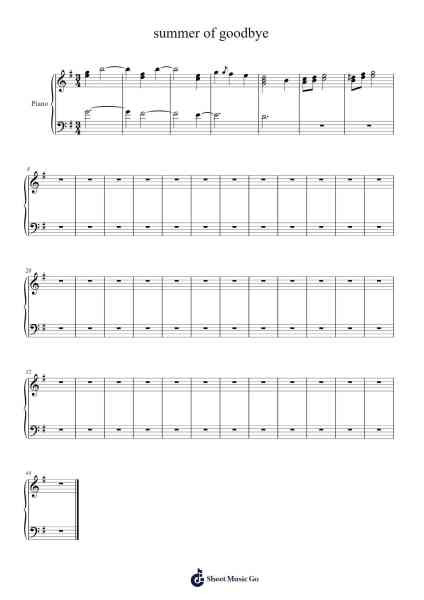 summer of goodbye Sheet Music by Naima.R-Arr.Sigwy Lorxine
