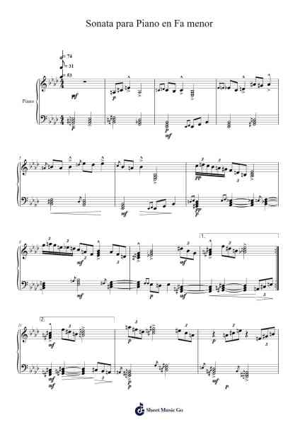 Sonata para Piano en Fa menor Sheet Music by Genene Wilhelrin-Arr.Lawwald