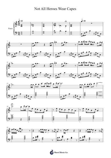 Not All Heroes Wear Capes Sheet Music by Galgel Yeayan-Arr.Gosnix