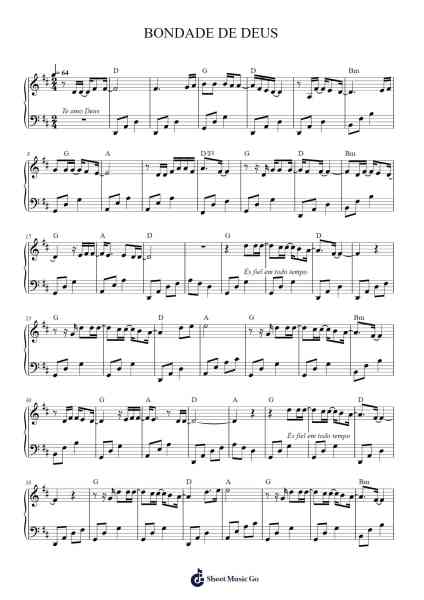 BONDADE DE DEUS Sheet Music by Unknown author-Arr.Annnat Keclair
