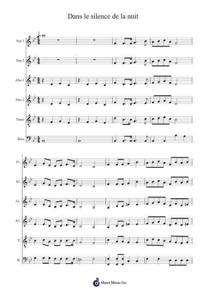 Dans le silence de la nuit Sheet Music by -Arr.Moisham Whcky