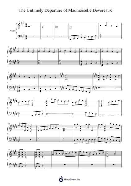 The Untimely Departure of Madmoiselle Devereaux Sheet Music by Dwighttroy Winfred-Arr.Kelthea