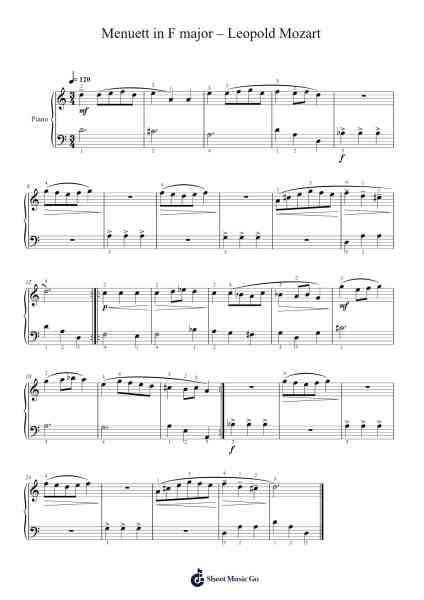 Menuett in F Major Sheet Music by Leopold Mozart-Arr.Caerwood Belch