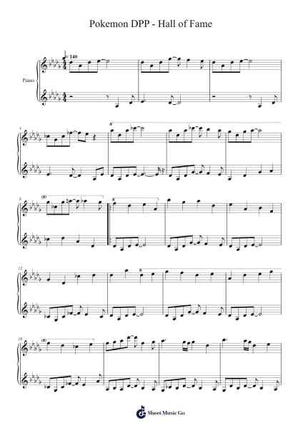 Pokemon DPP - Hall of Fame Sheet Music by Go Ichinose-Arr.Moisham Whcky