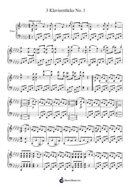 3 Klavierstücke No. 1 Sheet Music by Franz Schubert-Arr.Earmay