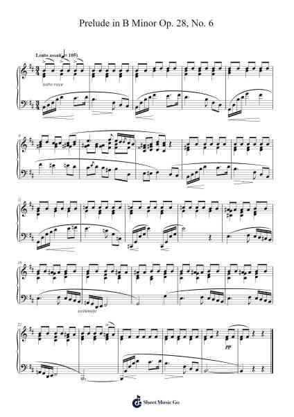 Prelude in B Minor, Op. 28, No. 6 Sheet Music by Frédéric Chopin-Arr.Hudthur Simpglas