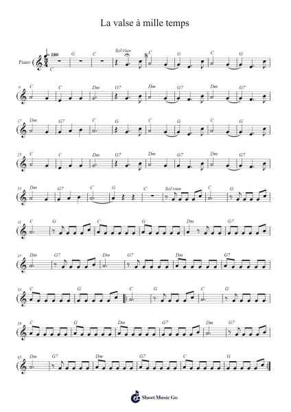 La valse à mille temps Sheet Music by Jacques Brel-Arr.Shirnett