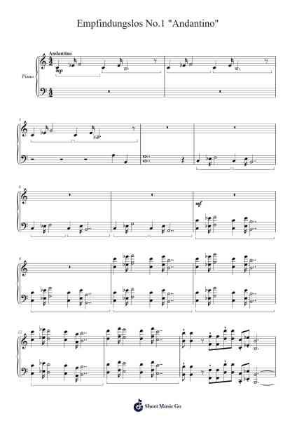 Empfindungslos No.1 "Andantino" Sheet Music by Halil Eren Güngör-Arr.Shirdel