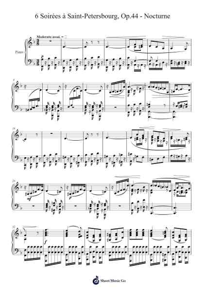 6 Soirées à Saint-Petersbourg, Op.44 - No. 5 Nocturne Sheet Music by Anton Rubinstein-Arr.Swinria