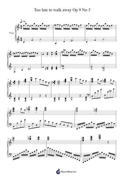 Too late to walk away Op 9 No 3 Sheet Music by Yvesmeg Todrey-Arr.Thoclare