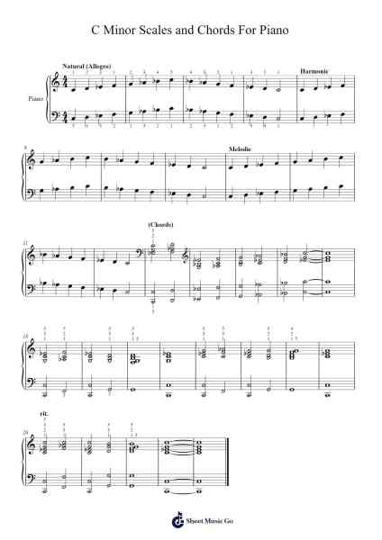 C Minor Scales and Chords For Piano Sheet Music by Marcus Daitch-Arr.Shawstuart Bergwar