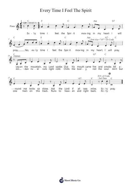 Every Time I Feel The Spirit Sheet Music by Swiftle-Arr.Graynix Johncarr