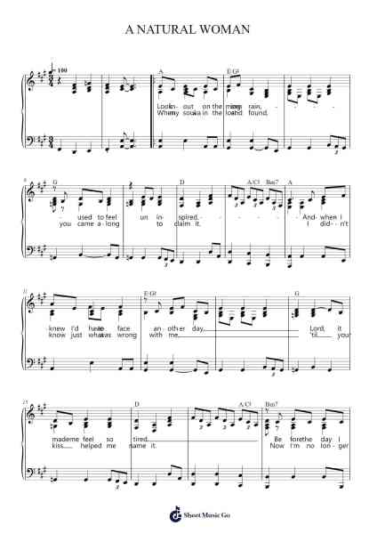 A NATURAL WOMAN Sheet Music by Carole King-Arr.Lesvien Billjay