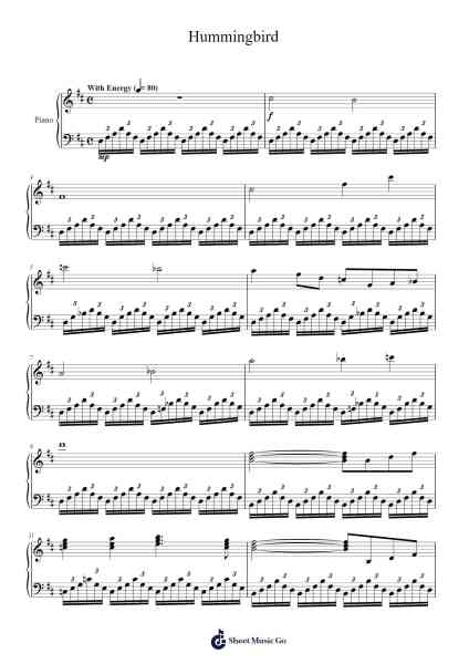Hummingbird Sheet Music by Vioo'neil-Arr.Yvettenat Iveshall