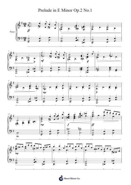 Prelude in E Minor, Op. 2, No. 1 Sheet Music by chunhofung1-Arr.Croftslon Maugnings