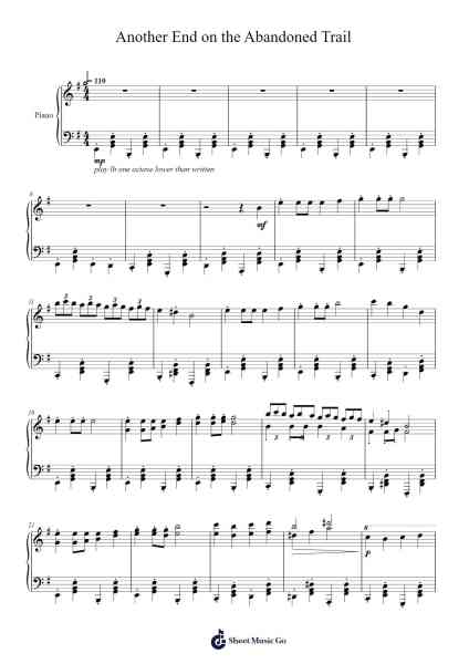 Another End on the Abandoned Trail (piano ver) Sheet Music by BlueKirby-Arr.Scottcy Bachfinn