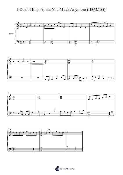 I Don't Think About You Much Anymore (IDAMIG) Sheet Music by Evan Shimoniak-Arr.Sodwight