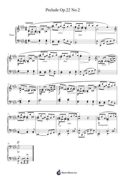 Prelude Op. 22 No. 2 Sheet Music by Alexander Scriabin-Arr.Zimgus Jackfred