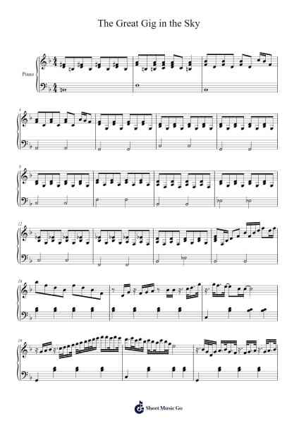 The Great Gig in the Sky Sheet Music by Pink Floyd-Arr.Louhal