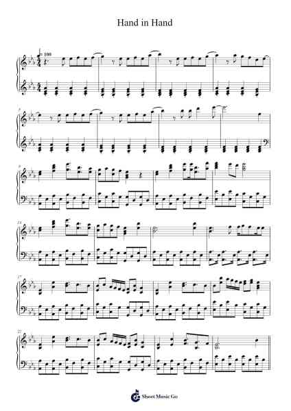 Hand in Hand Sheet Music by kz(livetune)-Arr.Dwightlitt