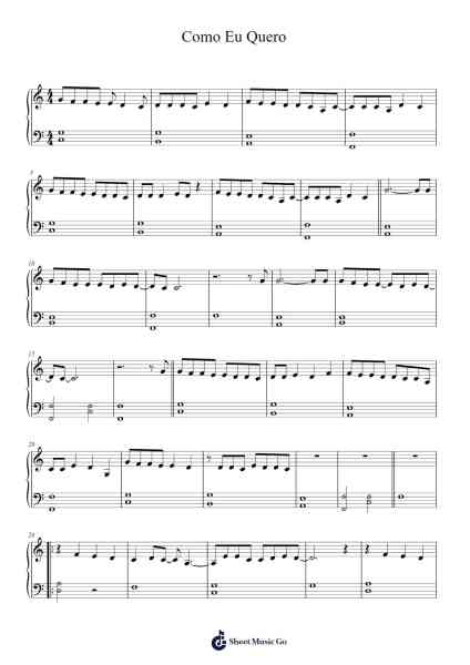 Como Eu Quero Sheet Music by Paula Toller-Arr.Duttledk Corh