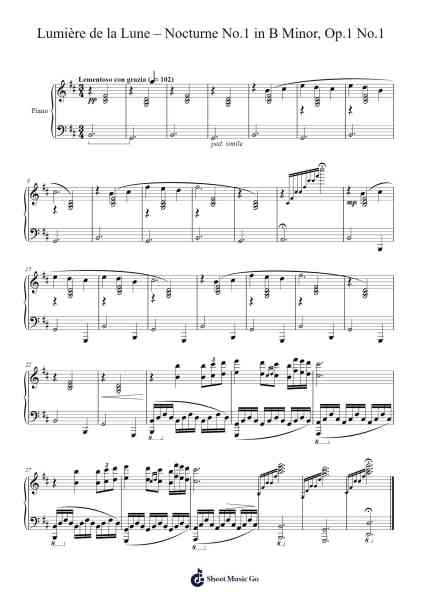 Nocturne No.1 in B Minor, Op.1 No.1 Sheet Music by Owen Lauffer-Arr.Cumwyatt