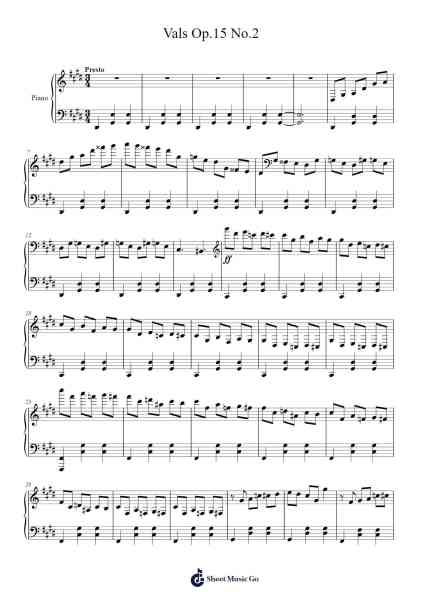 Vals Op.15 No.2 Sheet Music by Brightfrances-Arr.Jillcooke Murday