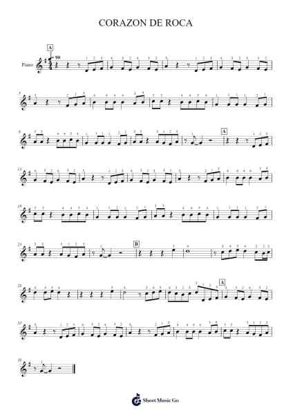 CORAZON DE ROCA Sheet Music by -Arr.Krisbe Chadky