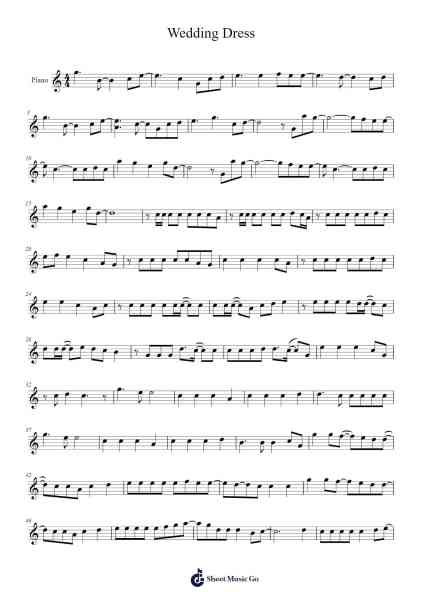 Wedding Dress Sheet Music by Cong Yen-Arr.Ution Foxwer