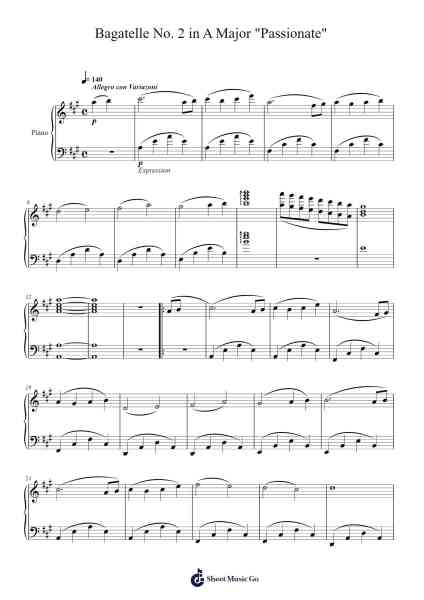 Bagatelle No. 2 in A Major "Passionate" Sheet Music by J.Javier-Arr.Vefrank Graseph