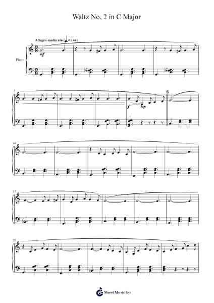 Waltz No. 2 in C Major Sheet Music by Cookeda-Arr.Keplus