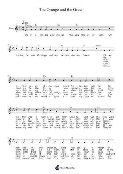 The Orange and the Green Sheet Music by Misc tunes-Arr.Saske
