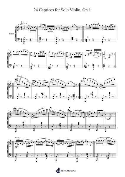 24 Caprices for Solo Violin, Op.1: No. 24 in A Minor Sheet Music by Niccolò Paganini-Arr.Molsham