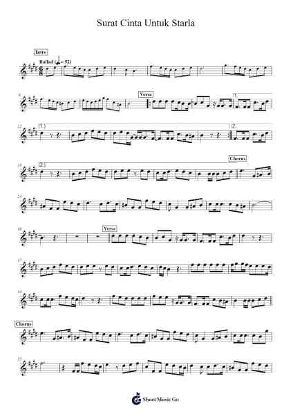 Surat Cinta Untuk Starla Sheet Music by Virgoun-Arr.Humlop