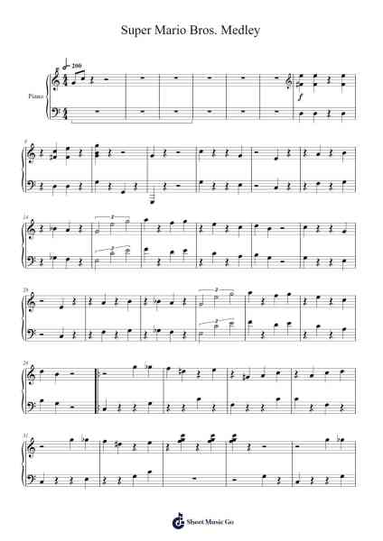 Super Mario Bros. Medley Sheet Music by -Arr.Dougtin Vashop