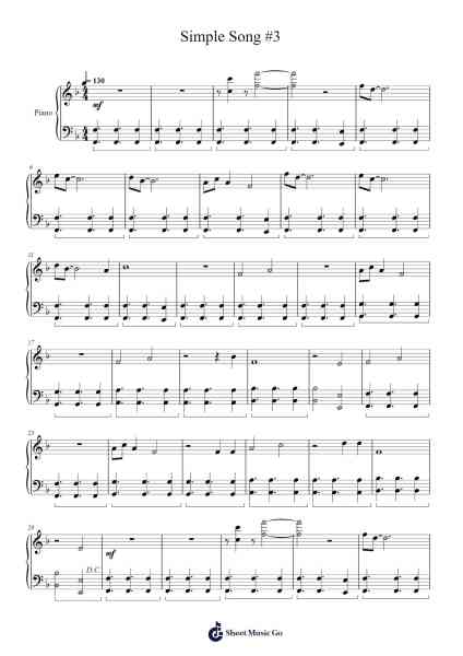 Simple Song #3 Sheet Music by Cashshop-Arr.Croftslop