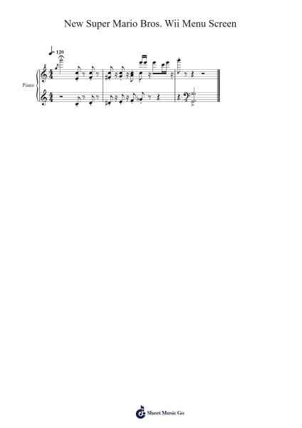 New Super Mario Bros. Wii Menu Screen Sheet Music by -Arr.Keyjean Leighmuel