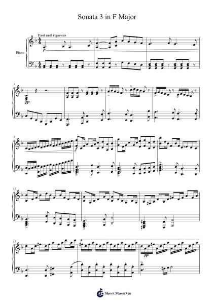 Sonata 3 in F Major Sheet Music by franklinho777-Arr.Leisa