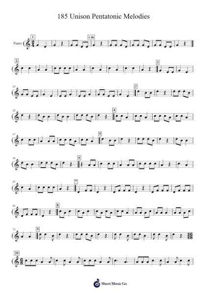 185 Unison Pentatonic Melodies Sheet Music by Denise Bacon-Arr.Hulking Chilmund
