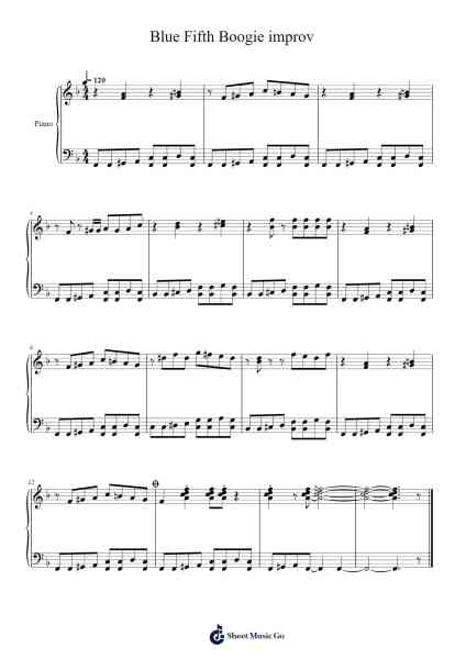 Blue Fifth Boogie improv Sheet Music by mathieuvanbee-Arr.Jorthodore Adegee