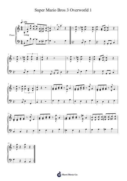 Super Mario Bros 3 Overworld 1 Sheet Music by Koji Kondo-Arr.Debhum Browntor