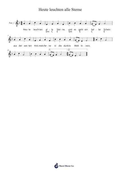 Heute leuchten alle Sterne Sheet Music by -Arr.Penlith
