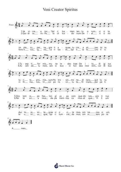 Veni Creator Spiritus Sheet Music by Unknown - IX Century-Arr.Kerrdutt Anda