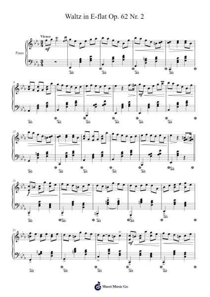 Waltz in E-flat Major, Op. 62 No. 2 Sheet Music by Genewat Duttret-Arr.Xefunk Huttrick