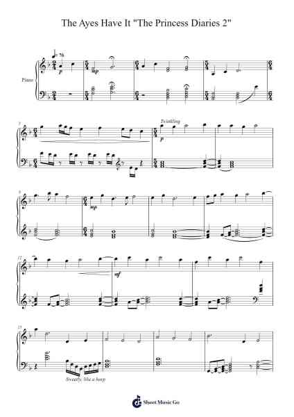 The Ayes Have It "The Princess Diaries 2" Sheet Music by Corment Norckey-Arr.Quintle