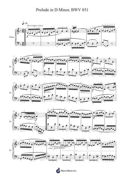 Prelude in D Minor, BWV 851 Sheet Music by Johann Sebastian Bach-Arr.Temky Pisoll