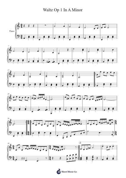 Waltz Op. 1 in A Minor Sheet Music by Robget-Arr.Gibkes