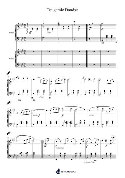 Tre gamle Dandse Sheet Music by Niels Ursin-Arr.Raelo