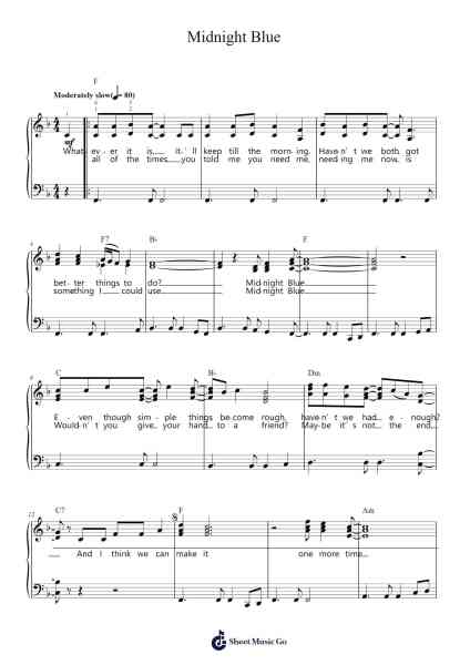 Midnight Blue Sheet Music by Melissa Manchester-Arr.Sylsia Kerrsel
