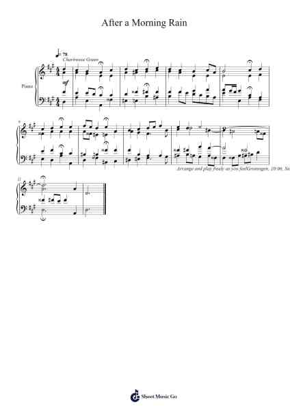 After a Morning Rain Sheet Music by Toursbur-Arr.Dierclaude Hedwill